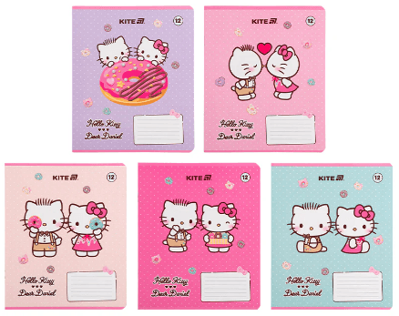 Зошит 12арк. кліт. "Kite" софт тач+УФ лак Hello Kitty №HK25-232-2 — купити | Канцелярський Сад