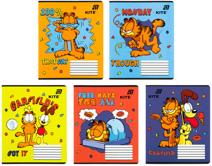 Зошит 12арк. лін. "Kite" софт тач + УФ лак Garfield Retro/Classic №GF26-234 — купити | Канцелярський Сад