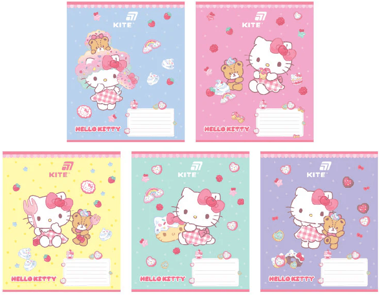 Зошит 12арк. лін. "Kite" УФ лак + глітер Hello Kitty MIX №HK26-234 — фото товару | Канцелярський Сад