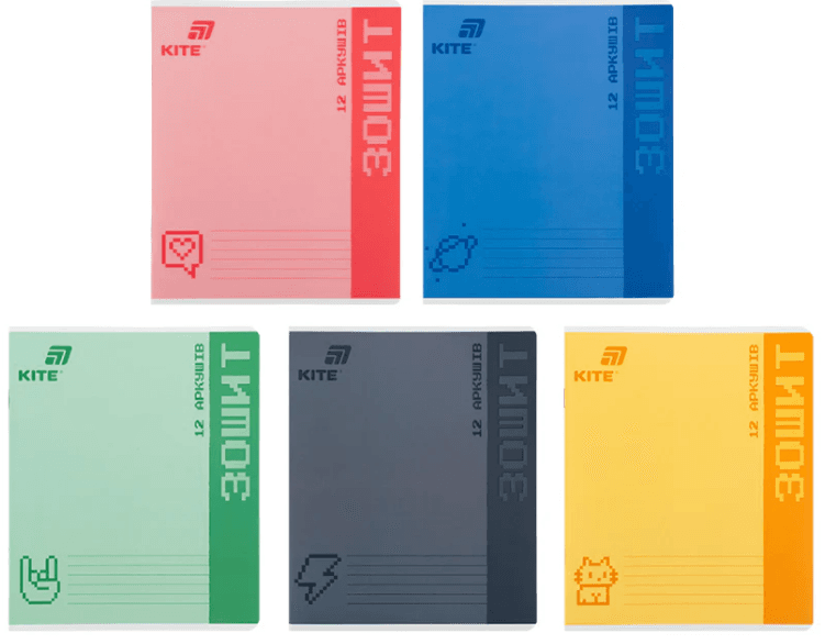 Зошит 12арк. кліт. "Kite" УФ лак об'ємний One color №K26-232 — купити | Канцелярський Сад