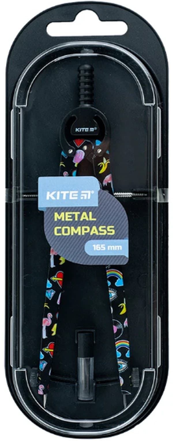 Циркуль "Kite" метал. з принтом,+грифель,чорний у футлярі №K24-415-3 — купити | Канцелярський Сад