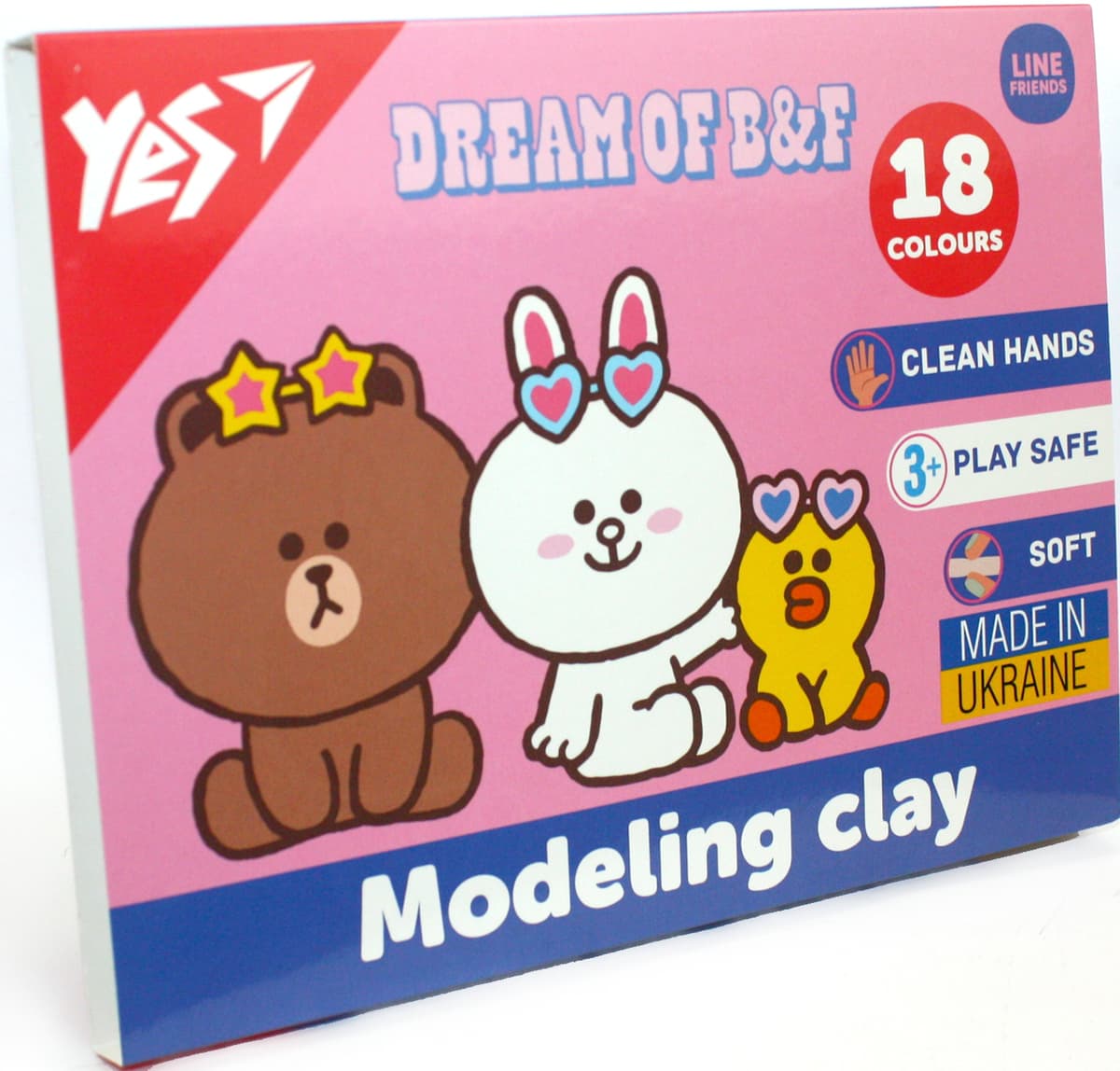 Пластилін "Yes" Line Friends 18 кольор. 360гр №540679 — купити | Канцелярський Сад