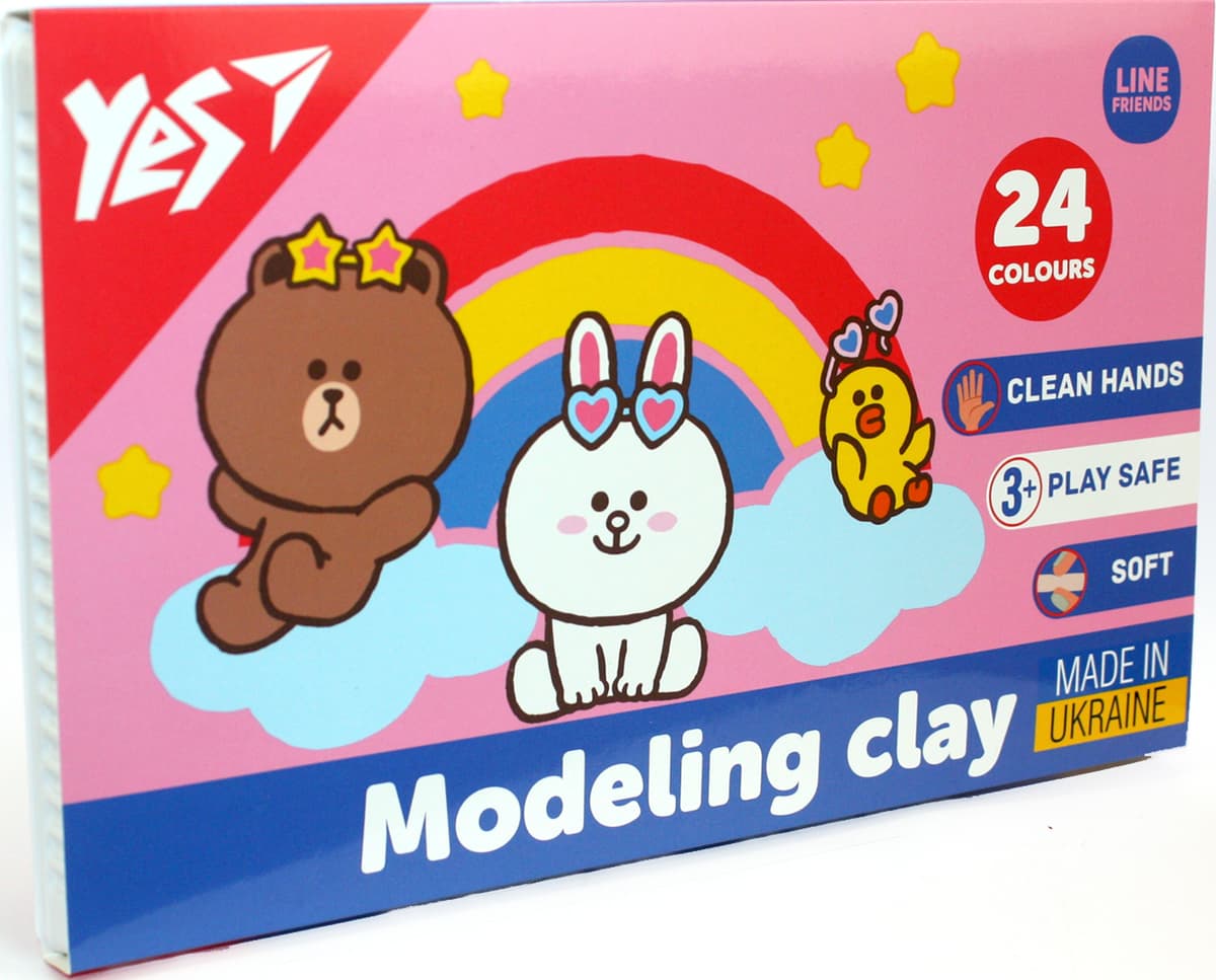 Пластилін "Yes" Line Friends 24 кольор. 480гр №540683 — купити | Канцелярський Сад
