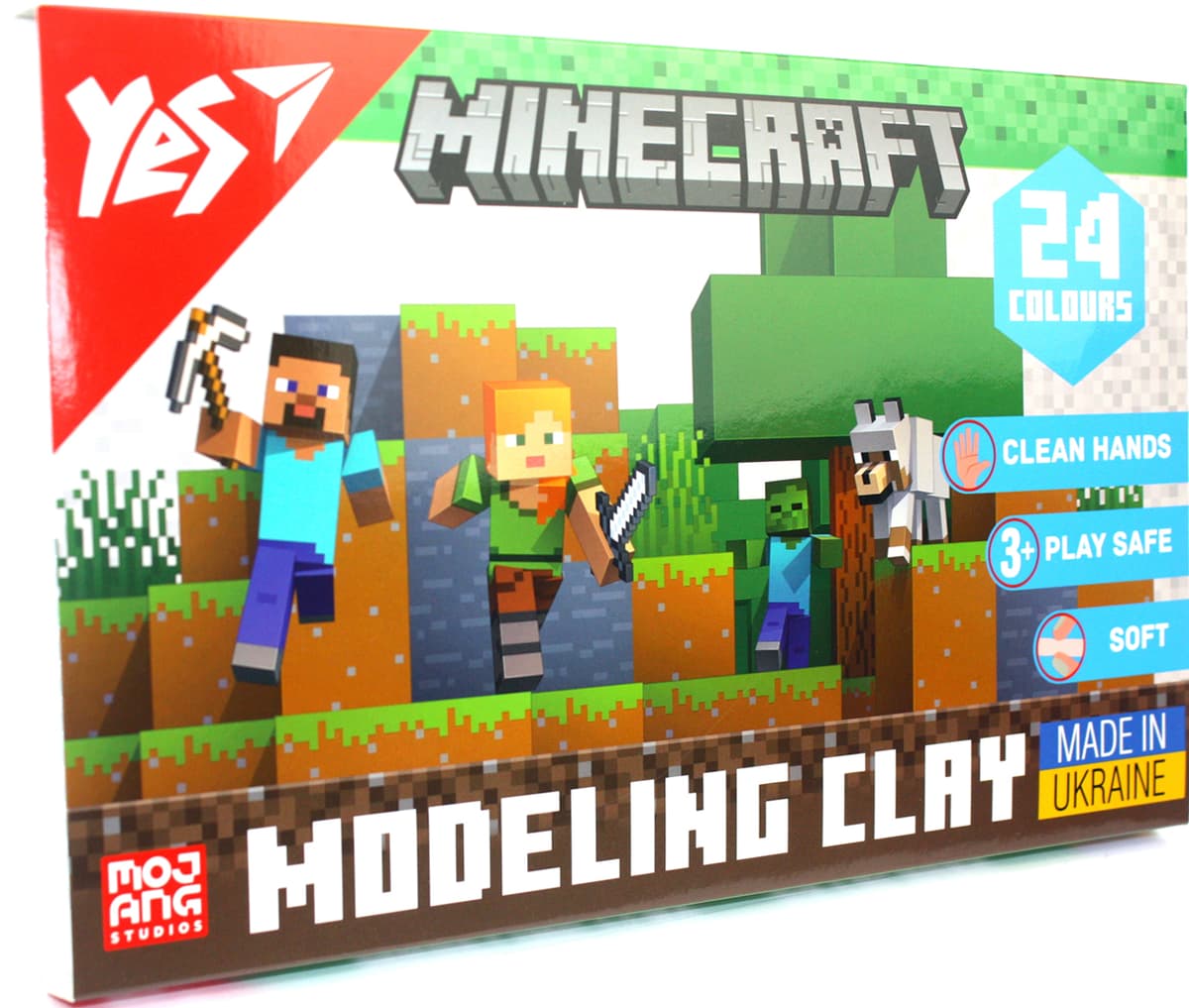 Пластилін "Yes" Minecraft 24 кольор. 480гр №540682 — купити | Канцелярський Сад