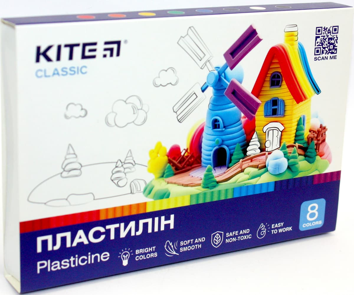 Пластилін "Kite" Classic 8 кольор. 160гр №K-082 — фото товару | Канцелярський Сад