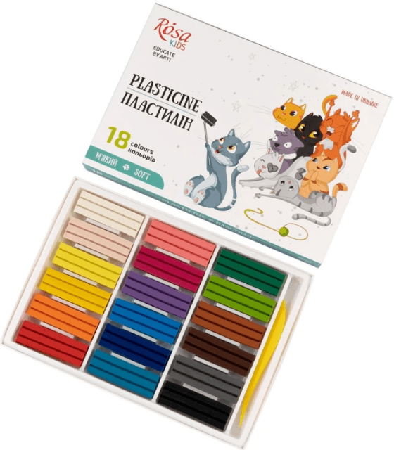 Пластилін "ROSA Kids" Cats 18 кольор. зі стеком,288гр №302103 — фото 3