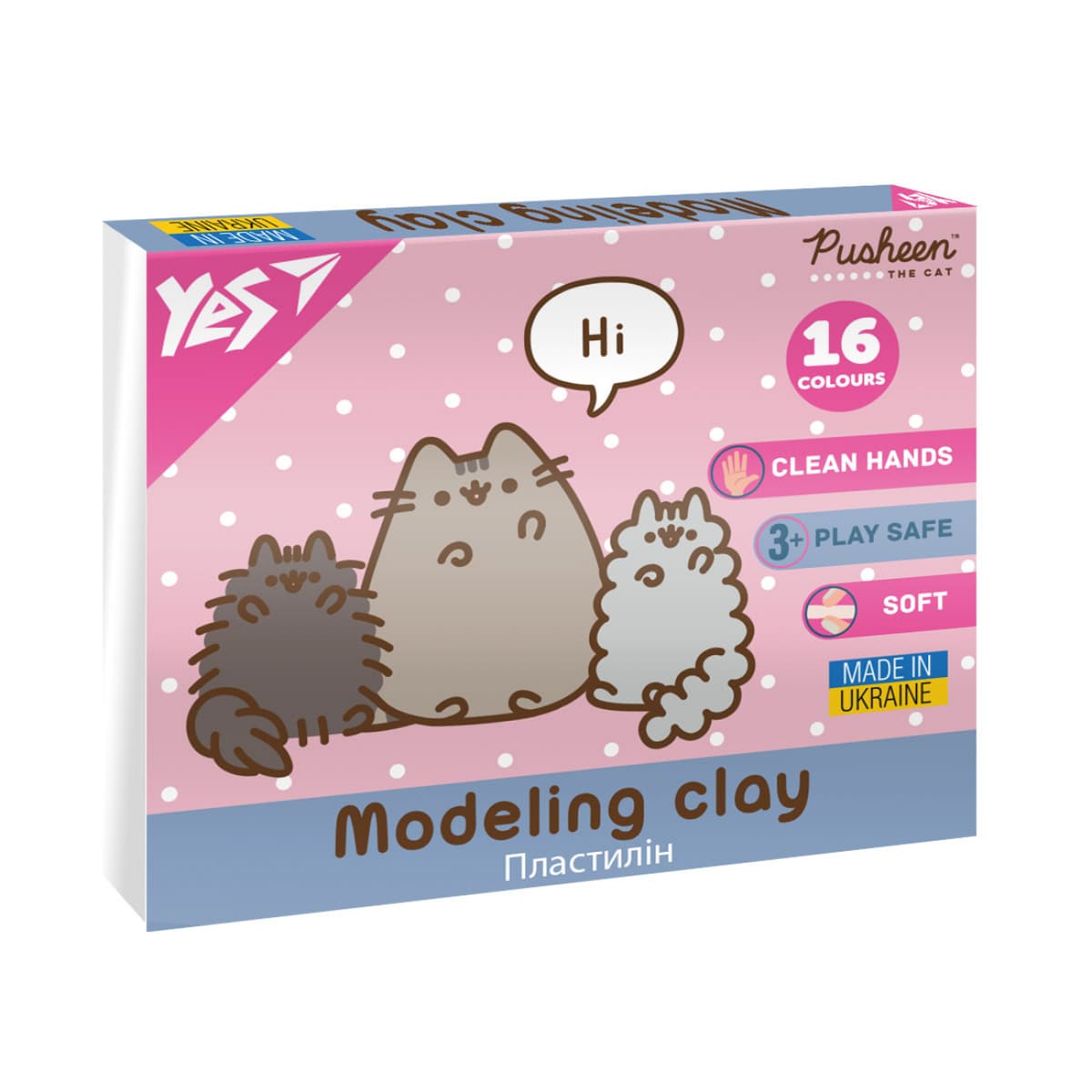 Пластилін "Yes" Pusheen 16 кольор. 320гр №540694 — купити | Канцелярський Сад