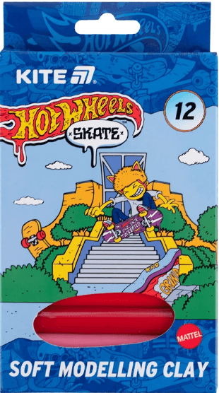 Пластилін "Kite" Hot Wheels-2 12 кольор. 200гр воск. №HW25-086-2 — купити | Канцелярський Сад
