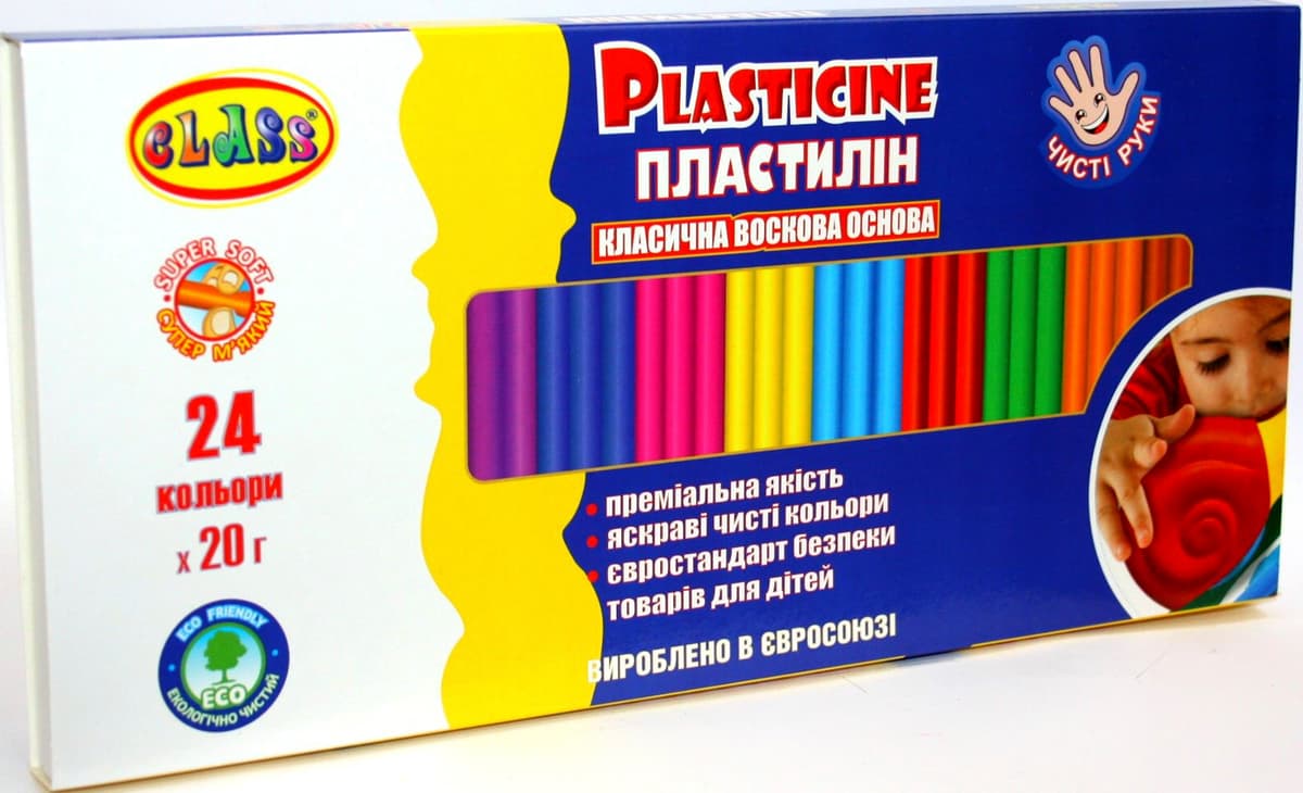 Пластилін "Class" МАХІ 24 кольор.х 20гр №7661С — купити | Канцелярський Сад