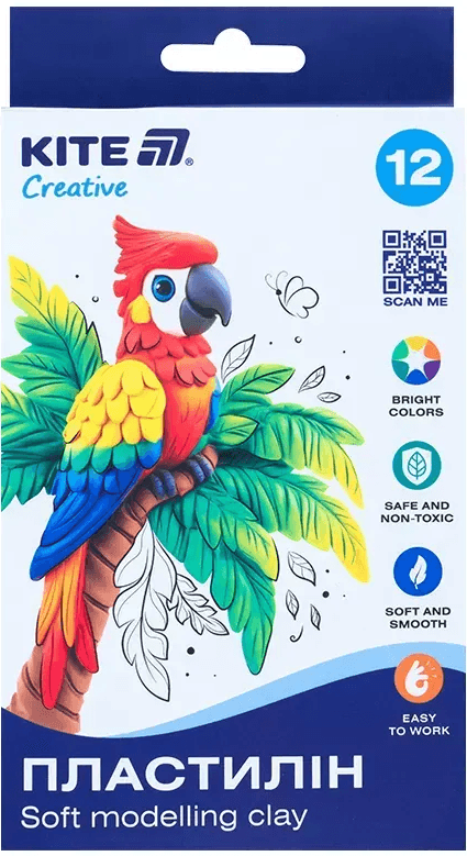 Пластилін "Kite" Creative 12 кольор. 200гр воск. №K-086 — купити | Канцелярський Сад