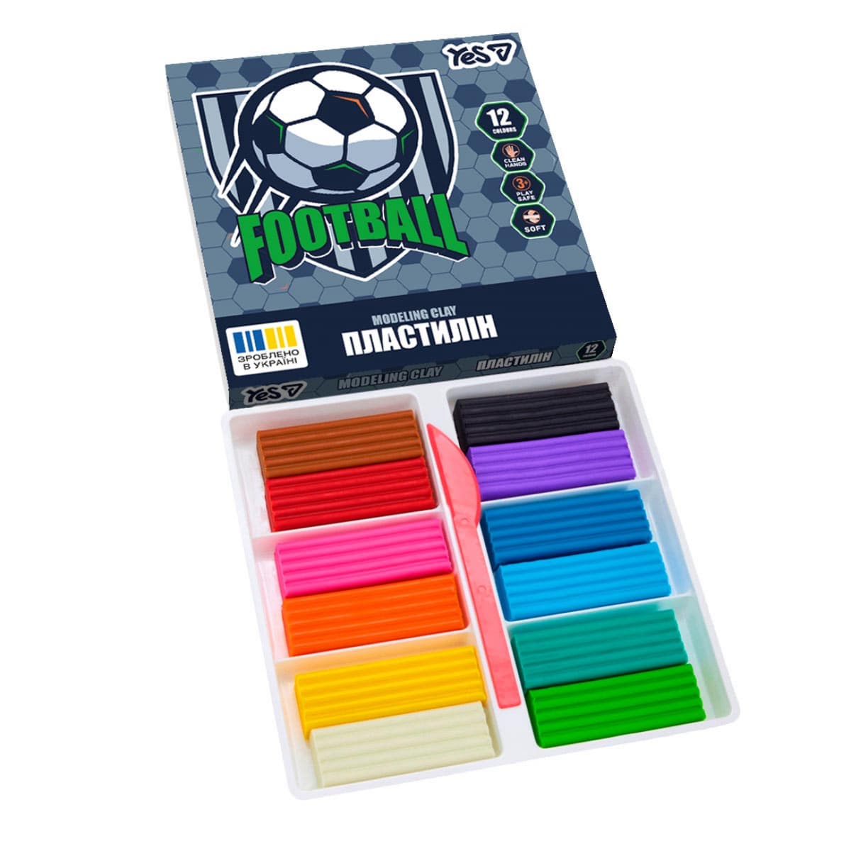 Пластилін "Yes" Football 12 кольор. 240гр №540714 — фото 3