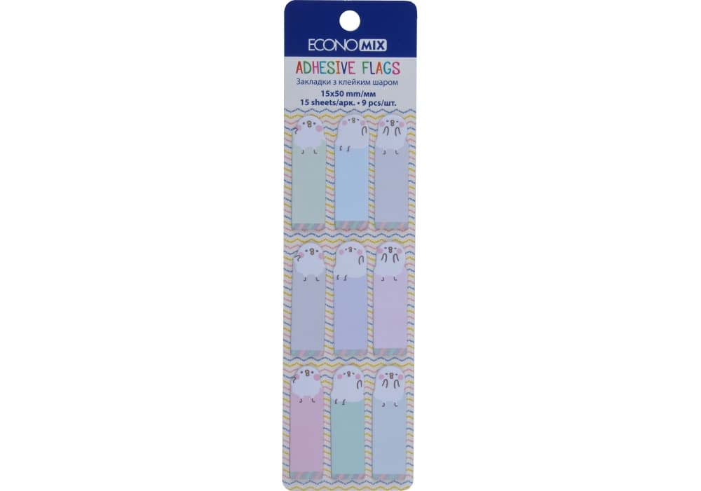 Стікери-закладки папер. "Economix" Fun Сhicken 15х50мм 105шт 9кольор. №E20962-01 — купити | Канцелярський Сад