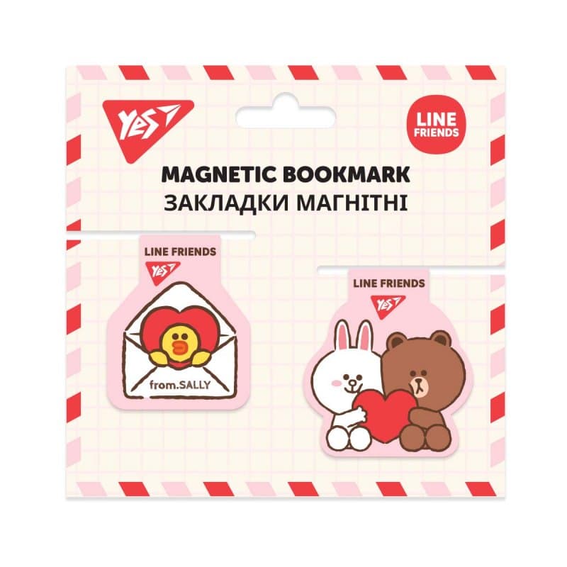 Закладка магніт. "Yes" №707826 Line Friends 2шт — купити | Канцелярський Сад