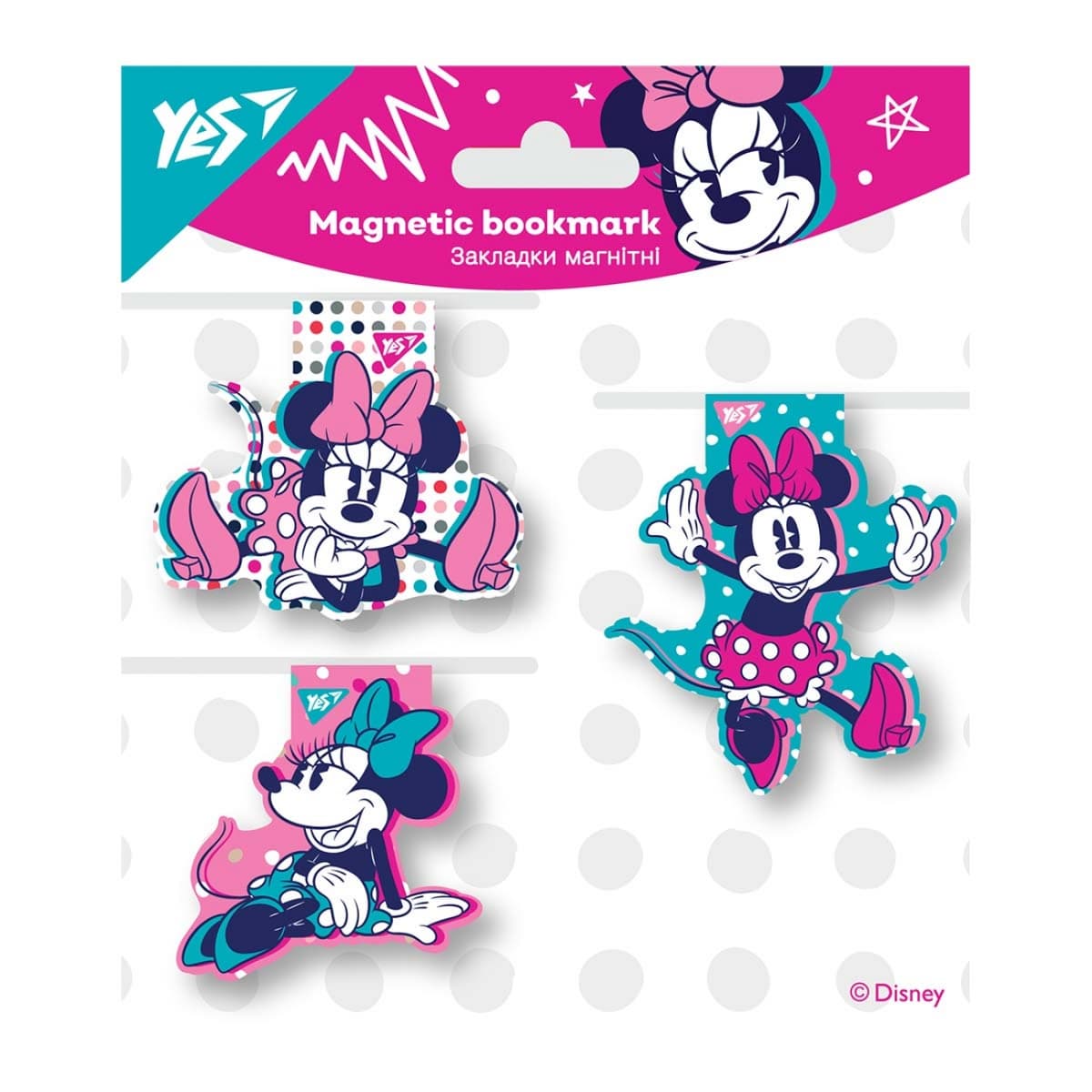 Закладка магніт. "Yes" №707734 Minnie Mouse 3шт — купити | Канцелярський Сад