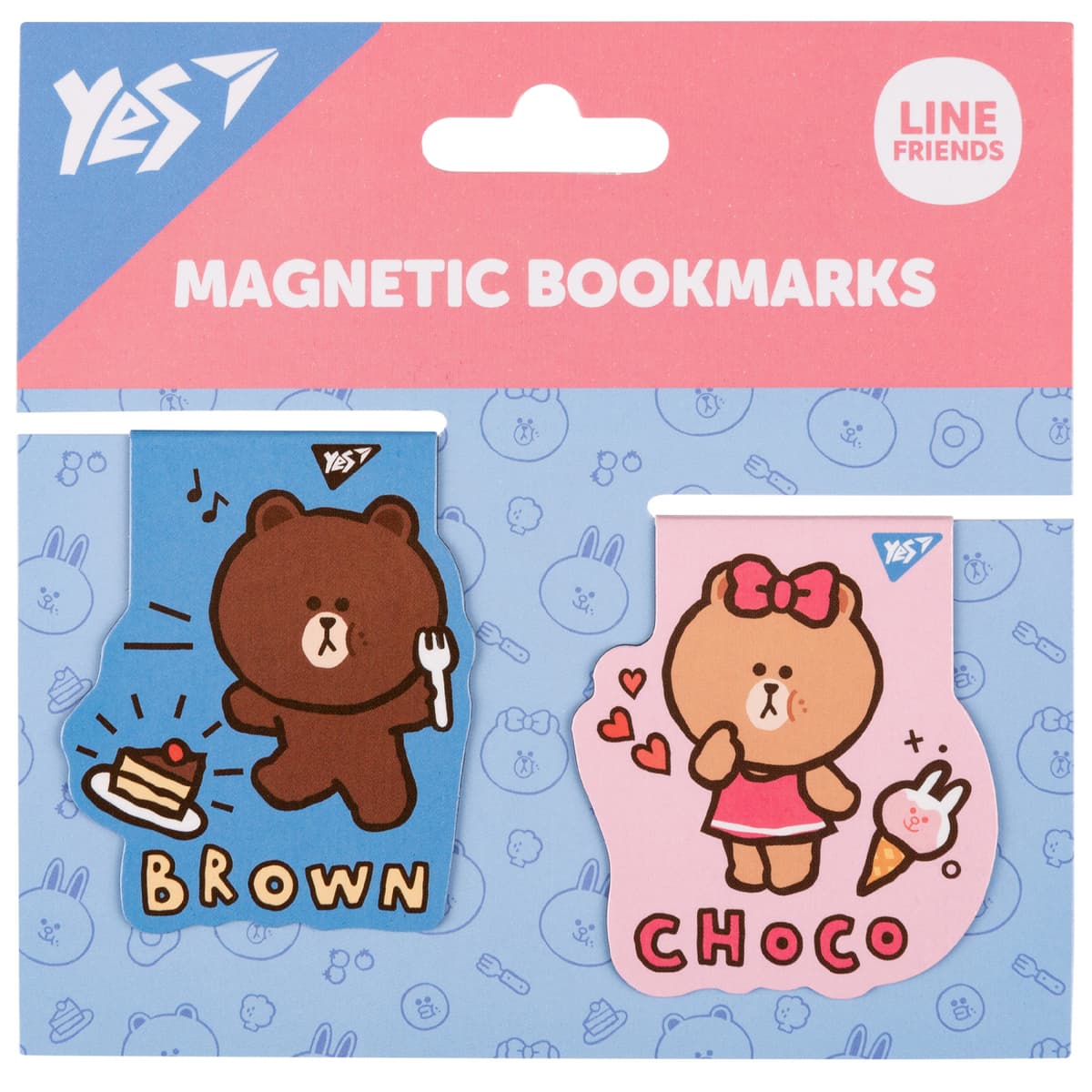 Закладка магніт. "Yes" №708106 Line Friends Brown and Choco 2шт — купити | Канцелярський Сад