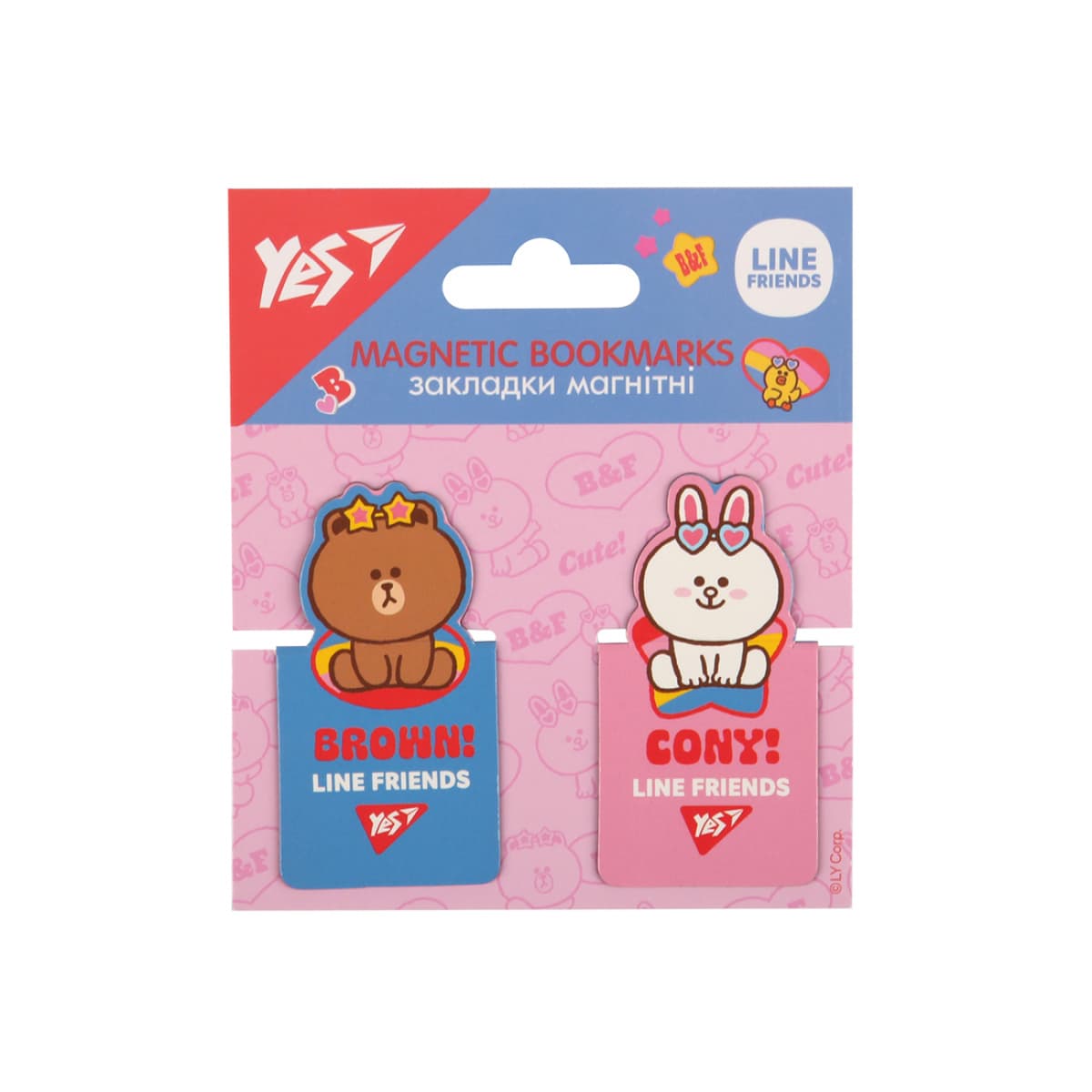 Закладка магніт. "Yes" №708399 Line Friends висічка 2шт — купити | Канцелярський Сад