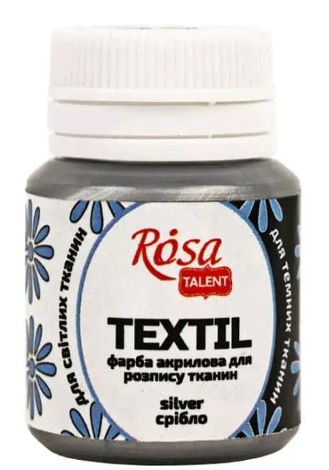 Фарба акрил. для тканини "Rosa Talent" 20мл срібло №263502 — купити | Канцелярський Сад