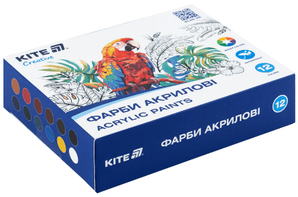 Набір акрил. фарб "Kite" 12кольор. 20мл №K-275 Creative — фото товару | Канцелярський Сад