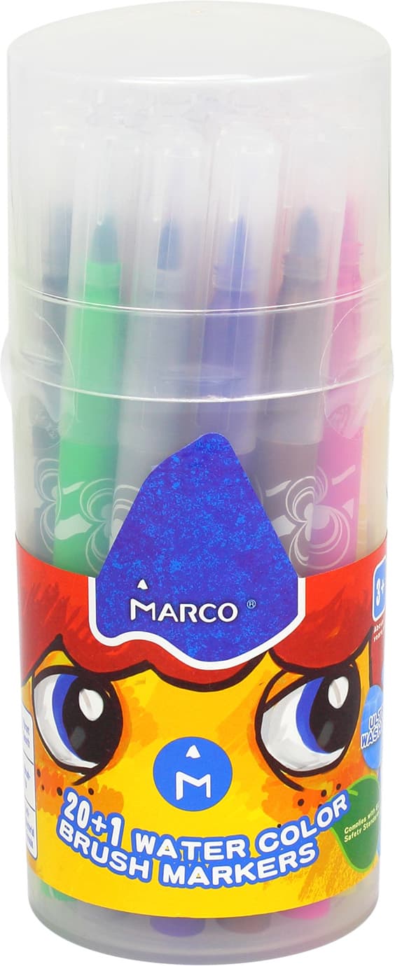 Фломастери-пензлики "Marco" 21кольор. в тубі №1633-21P/0515 — купити | Канцелярський Сад
