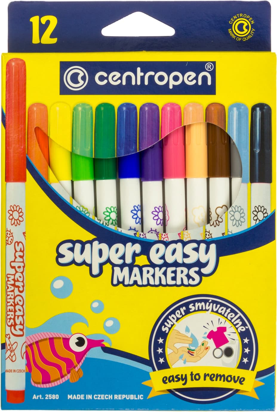 Фломастеры "Centropen" 12цвет. Super Easy №2580 — купити | Канцелярський Сад