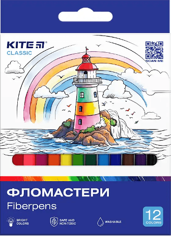 Фломастеры "Kite" 12цвет. Classic №K-447 — купити | Канцелярський Сад