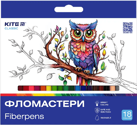 Фломастери "Kite" 18кольор. Classic №K-448 — фото товару | Канцелярський Сад