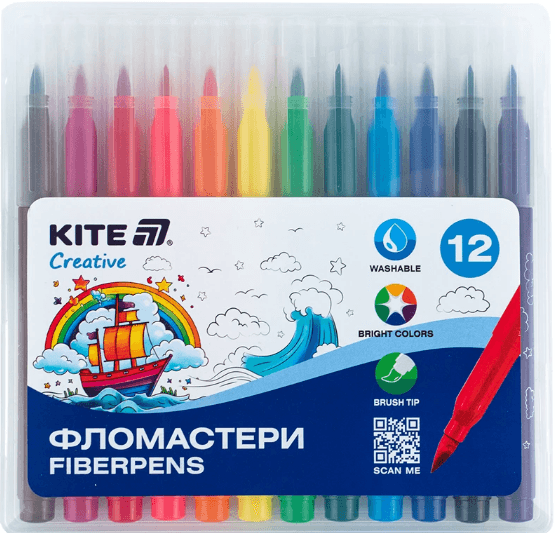 Фломастери двосторонні "Kite" 12шт/24кольор. Creative №K-1151 — купити | Канцелярський Сад