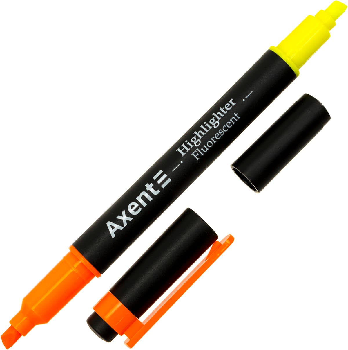 Текстмаркер "Axent" №2534-12-A клин. Highlighter Dual 2-4мм помаранч.-жовтий — фото 3