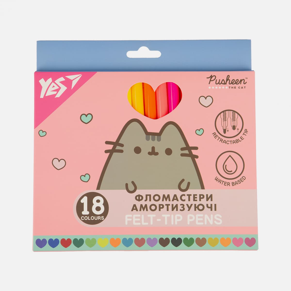 Фломастери "Yes" 18кольор. "Pusheen" амортизуючі №650583 — купити | Канцелярський Сад