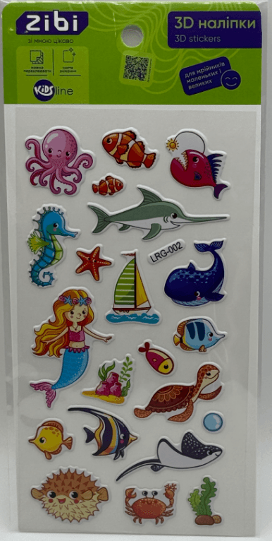 Наліпка 3D "Жителі морських глибин" 18см, KIDS Line №ZB.63344/Zibi — купити | Канцелярський Сад