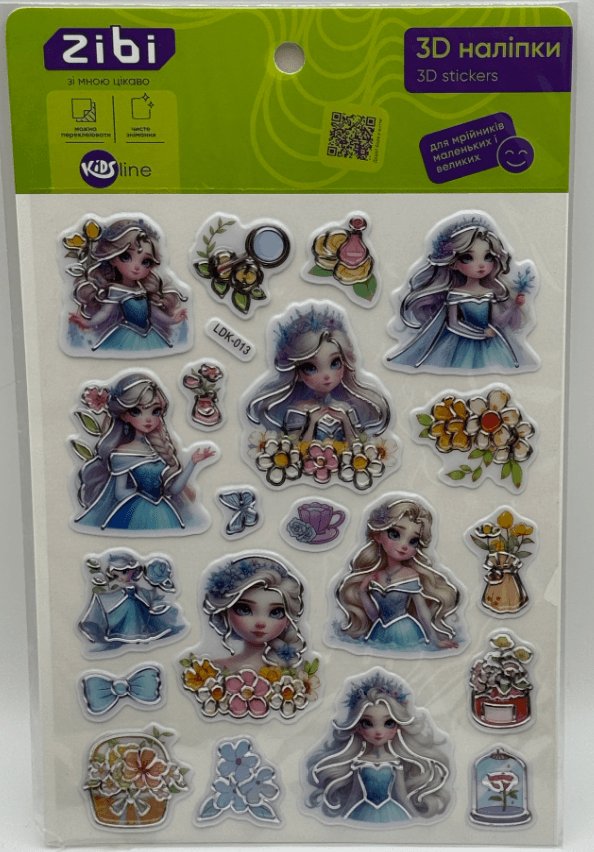 Наліпка 3D "Квіткові принцеси" 19см, KIDS Line №ZB.63398/Zibi — купити | Канцелярський Сад