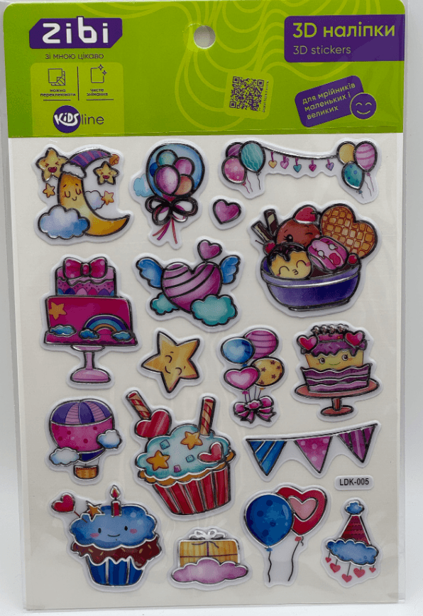 Наліпка 3D "Солодкі тістечка" 19см, KIDS Line №ZB.63406/Zibi — купити | Канцелярський Сад