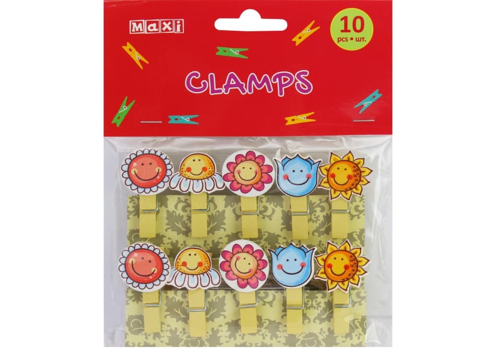 Прищіпки для декорування "Maxi" Smile 10шт з мотузком №MX62789 — купити | Канцелярський Сад