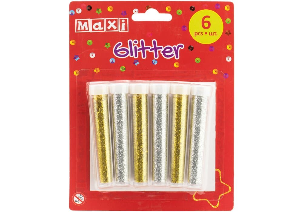 Блискітки "Maxi" 4г, 6 капсул, золото/срібло №MX61730 — купити | Канцелярський Сад