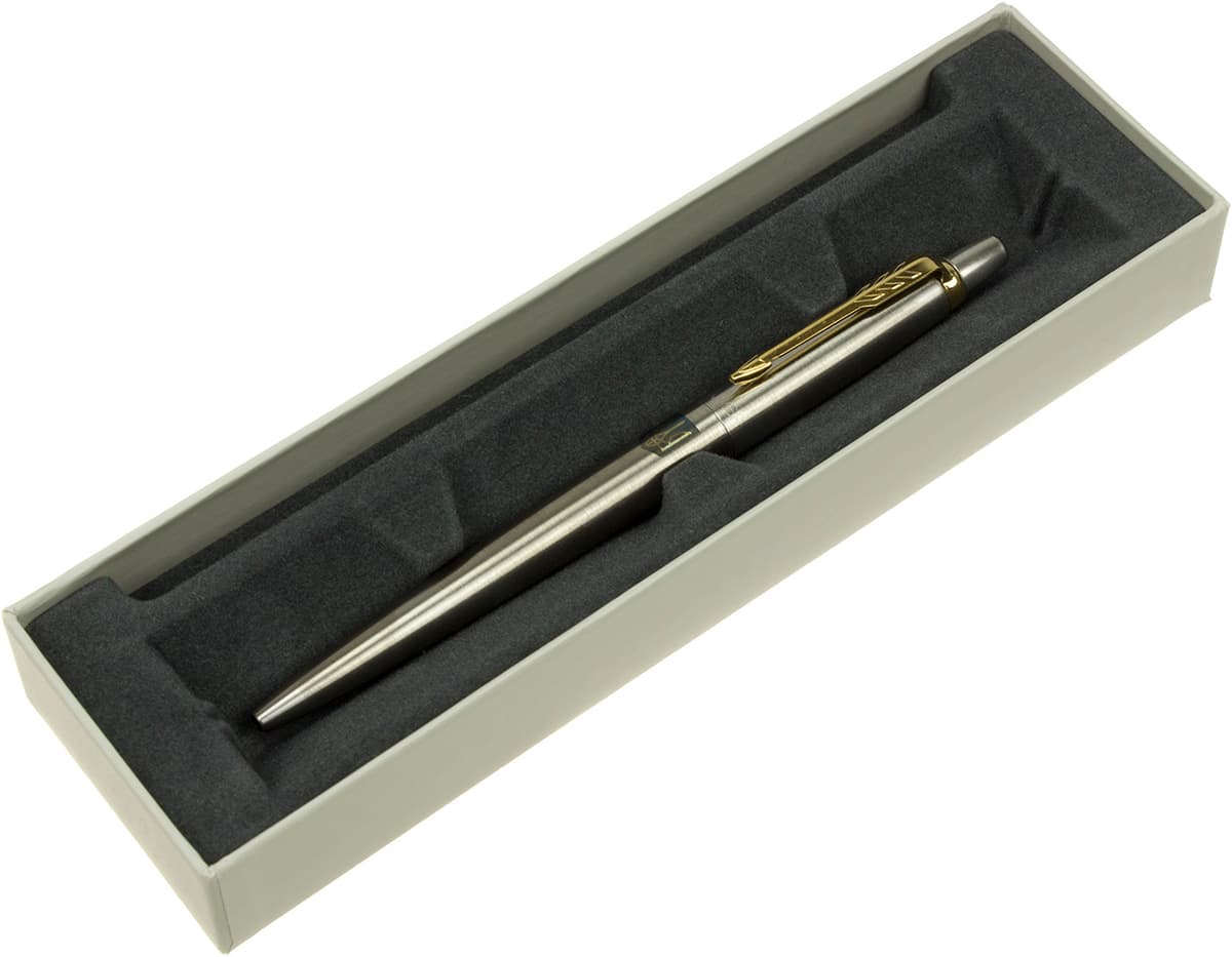 Ручка кульк. "Parker Jotter" сталь з позол. Тризуб жовт-син. №16 032_R5/16032_T005c — купити | Канцелярський Сад