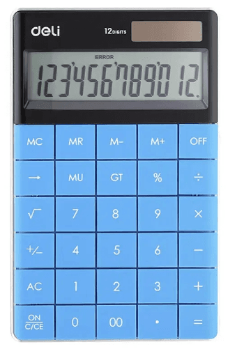 Калькулятор "Deli" №1589-BI (12-розряд.) 165х103х12,5мм блакитний — купити | Канцелярський Сад