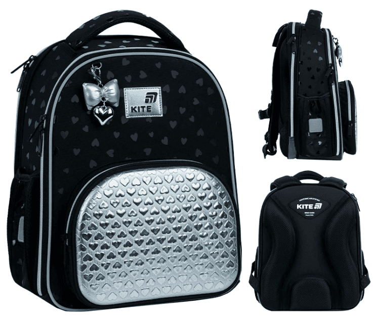 Рюкзак каркасний "Kite" Education Black&Silver 2від.,3карм. №K26-556M-2 — купити | Канцелярський Сад