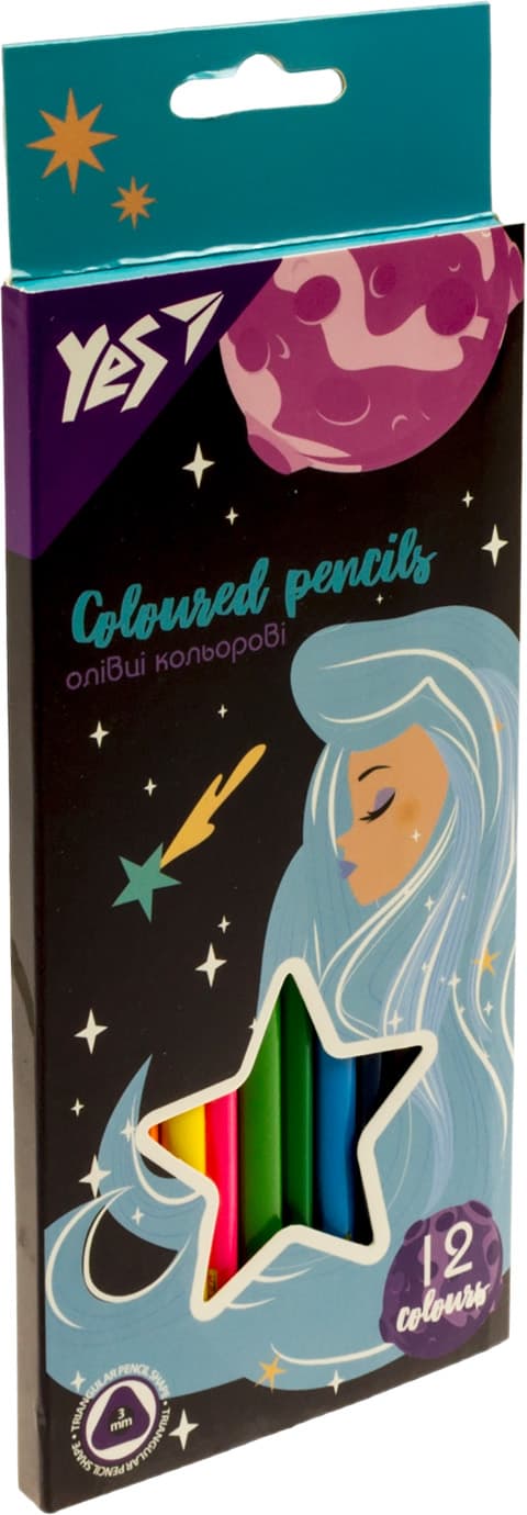 Олівці кольор. 12 кольор. "Yes" №290654 Space Girl — купити | Канцелярський Сад