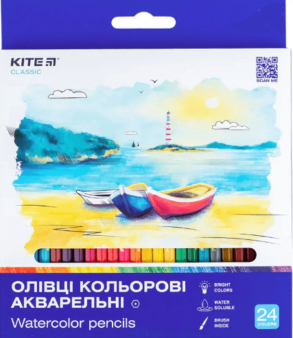 Олівці кольор. аквар. 24 кольор. "Kite" №К-1050 Classic — купити | Канцелярський Сад