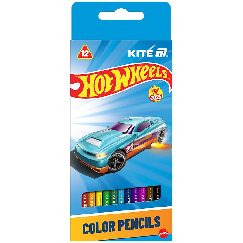 Олівці кольор. 12 кольор. "Kite" №HW25-053 Hot Wheels тригран. — купити | Канцелярський Сад