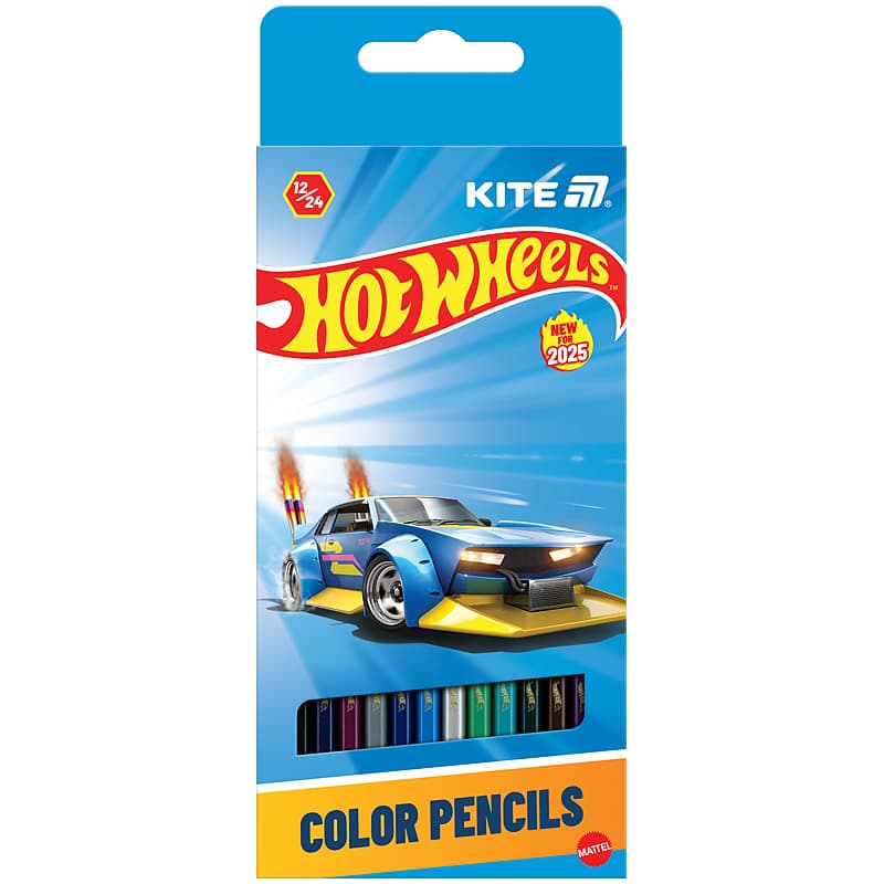 Олівці кольор. 12 кольор. "Kite" №HW25-054 Hot Wheels двостор. — купити | Канцелярський Сад