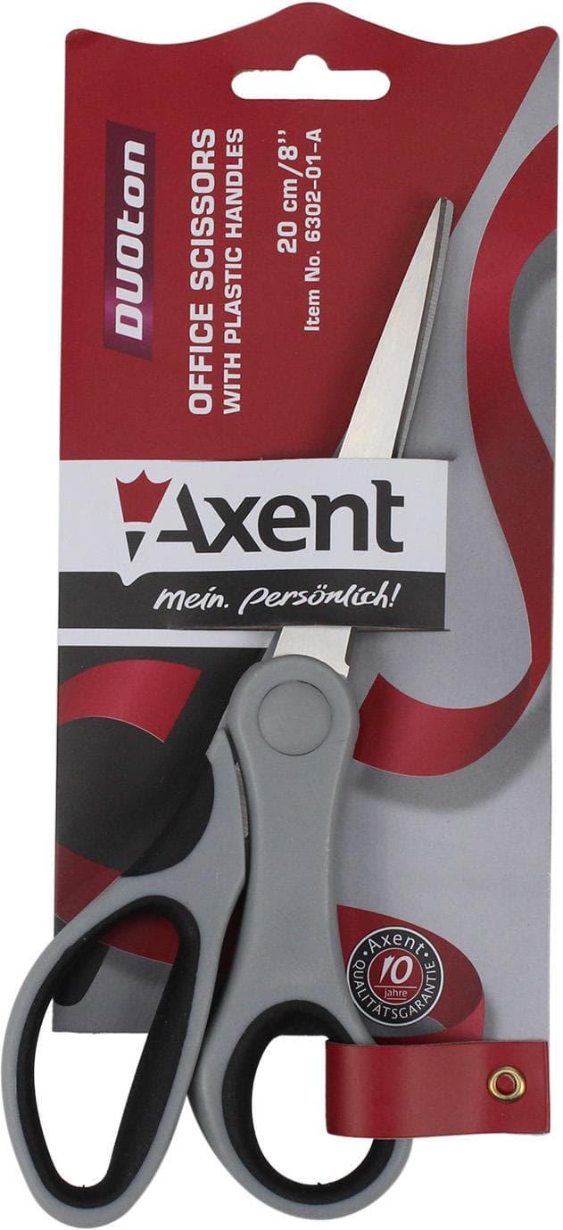 Ножиці офісн. "Axent" №6302-01 20см Duoton сір.-чорні — фото 3