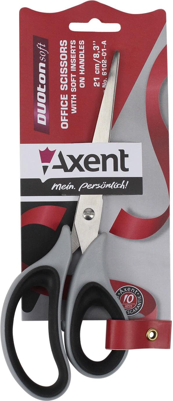 Ножиці офісн. "Axent" №6102-01 21см Duoton Soft сір.-чорні — фото 3