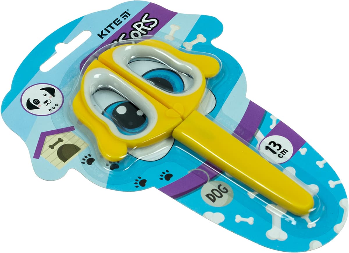 Ножиці дит. "Kite" №K21-017-04 Puppy 13см в футлярі,жовті — купити | Канцелярський Сад