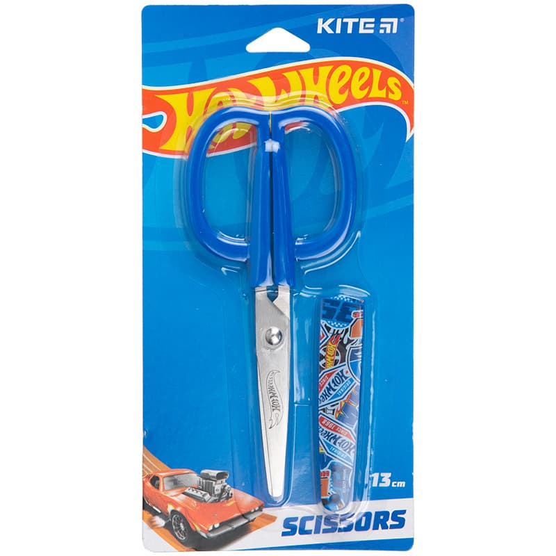 Ножиці дит. "Kite" №HW23-124 Hot Wheels 13см в футлярі — купити | Канцелярський Сад