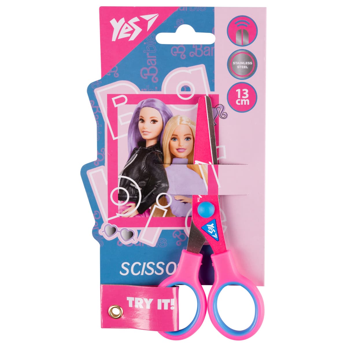 Ножиці дит. "Yes" №480438 Barbie 13см з принтом на лезі — купити | Канцелярський Сад