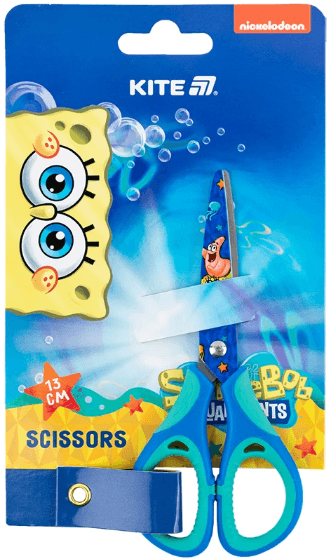 Ножиці дит. "Kite" №SB25-148 SpongeBob SquarePants 13см гумові вставки — купити | Канцелярський Сад