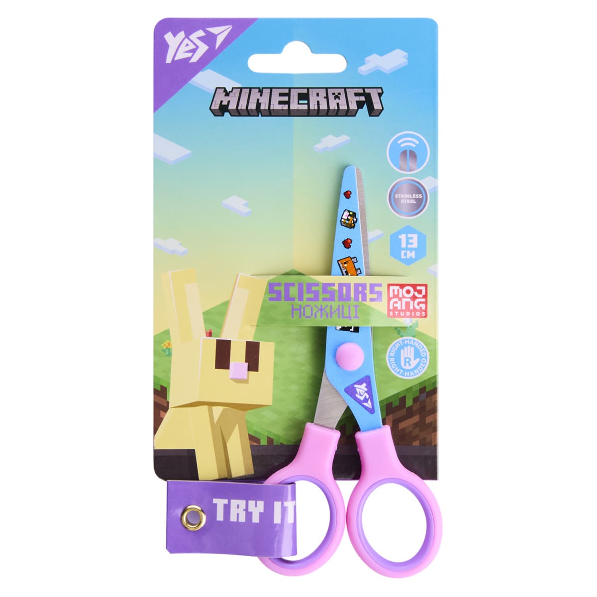 Ножиці дит. "Yes" №480471 Minecraft.Spring 13см з принтом на лезі — купити | Канцелярський Сад