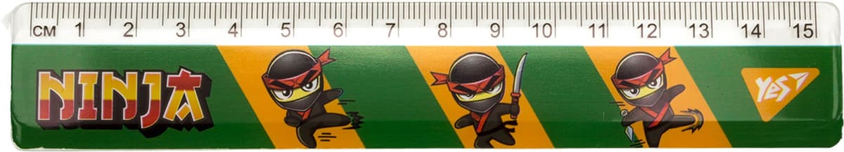 Лінійка пласт. 15см "Yes" Ninja №370646 — купити | Канцелярський Сад