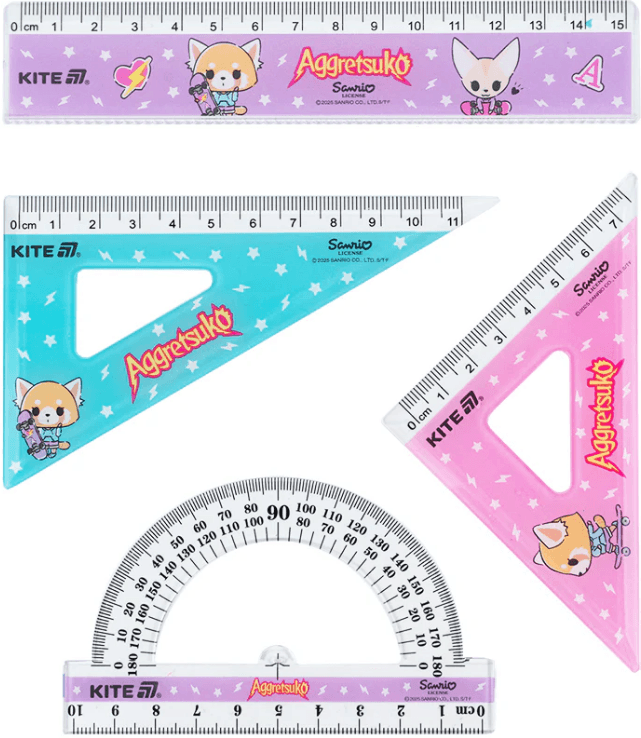 Набір геометричний "Kite" №AR25-282 Aggretsuko(лінійка 15см,2косинця,транспортир) — фото 3